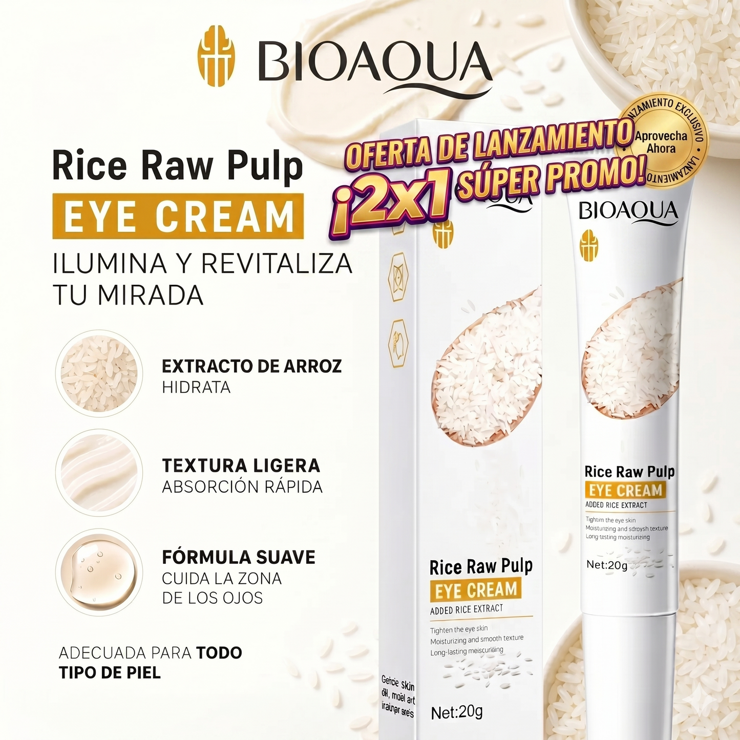BIOAQUA CONTORNO EN BASE DE ARROZ 2X1!